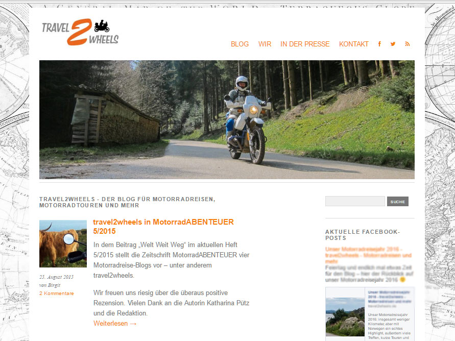 Referenz travel2wheels Motorradreise-Blog