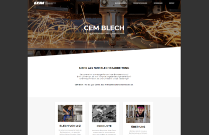 Referenzen Websites: Text und inhaltliches Konzept der neuen Website CEM-Blech, Spezialist für die Blechbearbeitung